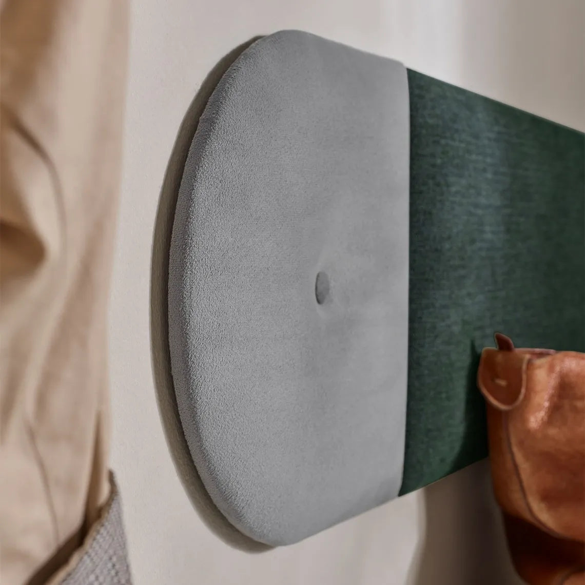 Padded Wall Panels Set 4 Green texture closeup Decormania UK